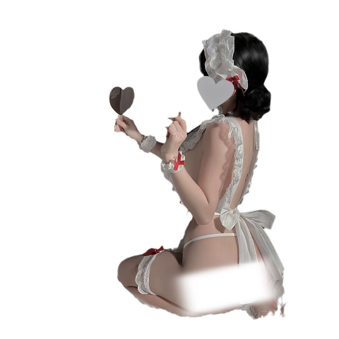 Sexy lingerie, bow, maid, bare back apron, cook girl outfit, sexy, pure desire, passion, no need to take off, bare buttocks hair replacement wholesale