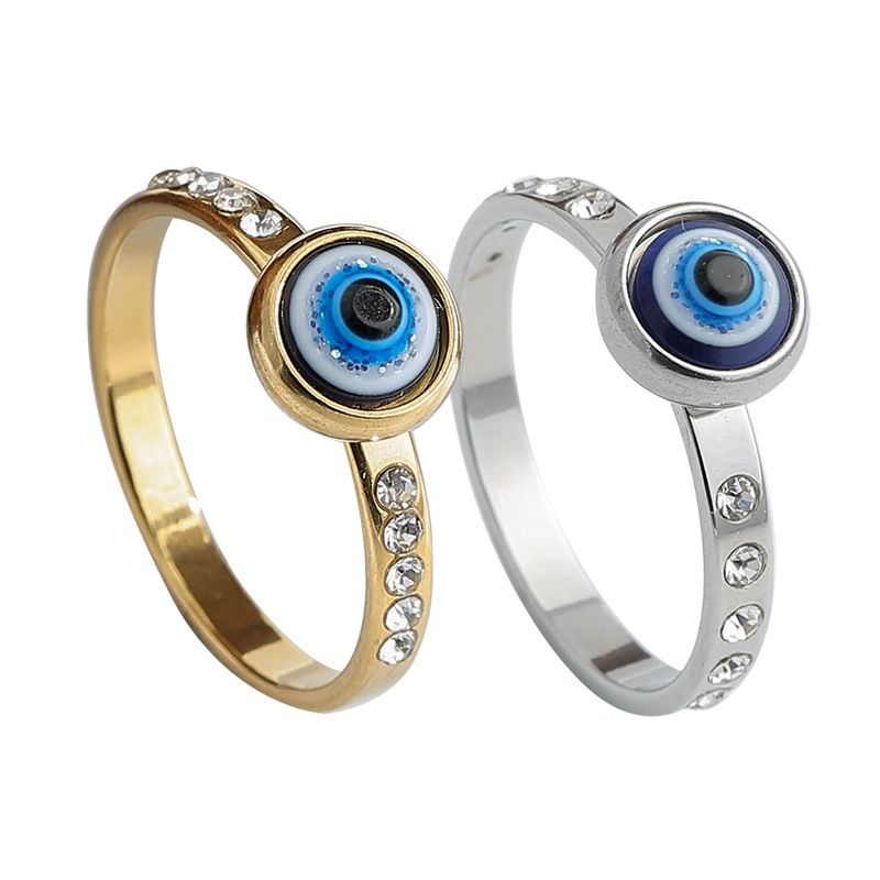 European and American cross-border exaggerated personality evil eye ring, simple and versatile niche high-end sense exquisite diamond ring