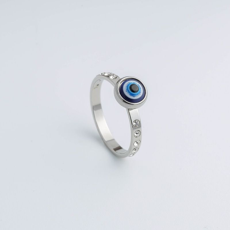 European and American cross-border exaggerated personality evil eye ring, simple and versatile niche high-end sense exquisite diamond ring