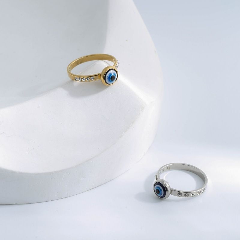 European and American cross-border exaggerated personality evil eye ring, simple and versatile niche high-end sense exquisite diamond ring