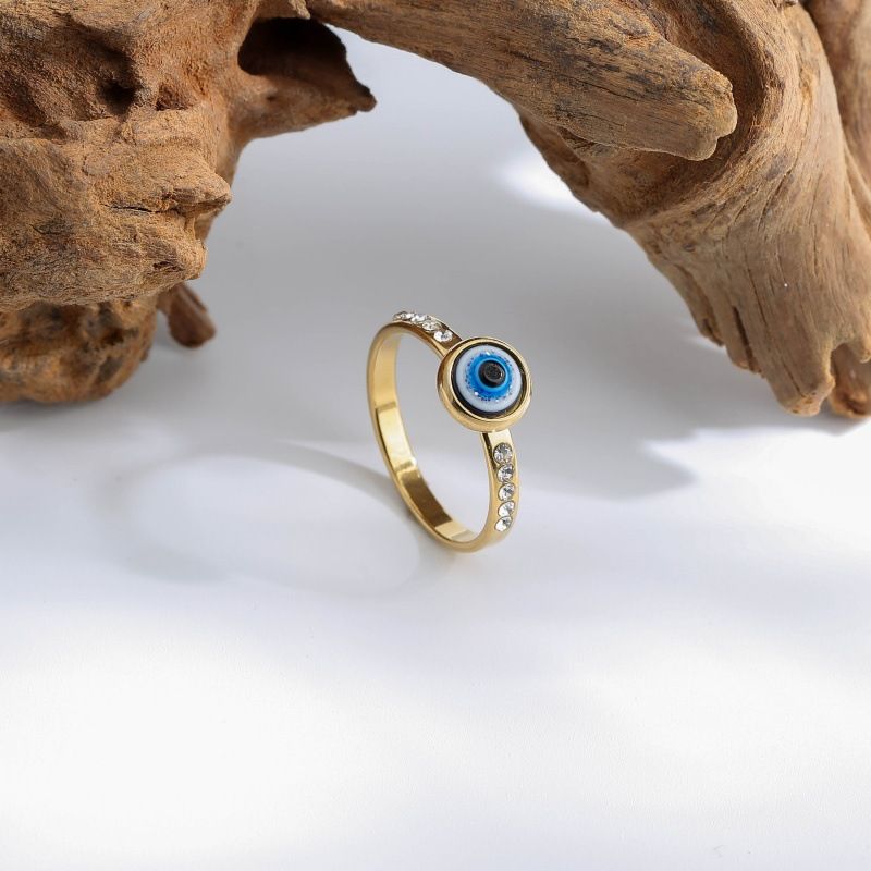 European and American cross-border exaggerated personality evil eye ring, simple and versatile niche high-end sense exquisite diamond ring