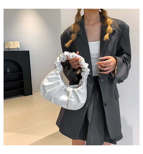 Women Bags Ladies Folds Design Small PU Leather Shoulder Bags Women Dumplings Handbags Travel Totes Fashion Clutch Bag Khaki one