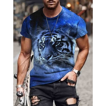 Premium 3D Printed Wolves Men's Novelty Graphic T Shirt Short Sleeve Tees Tops For Street Casual Daily 01 S