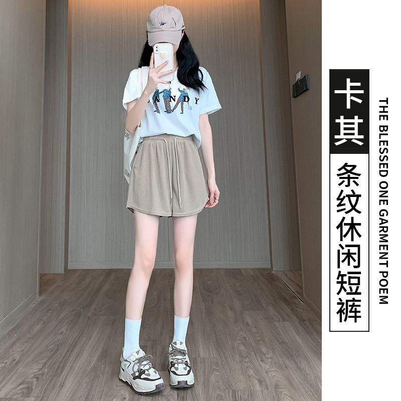 Cool sports shorts for women in summer, thin, high, oversized casual wide leg pants, loose and slimming A-line hot pants for spicy girls