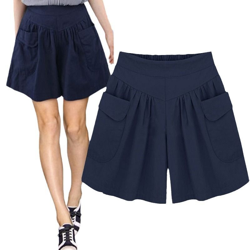 European and American summer plus fat plus plus size women's clothing fat mm wide leg shorts women's 200 pounds sister versatile hot pants skirt pants women's summer