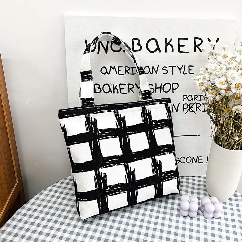 New design waterproof and stylish tote canvas hand-held crossbody bag, simple and versatile, single shoulder hand-held bento lunch box bag Style_1 AS PICTURE