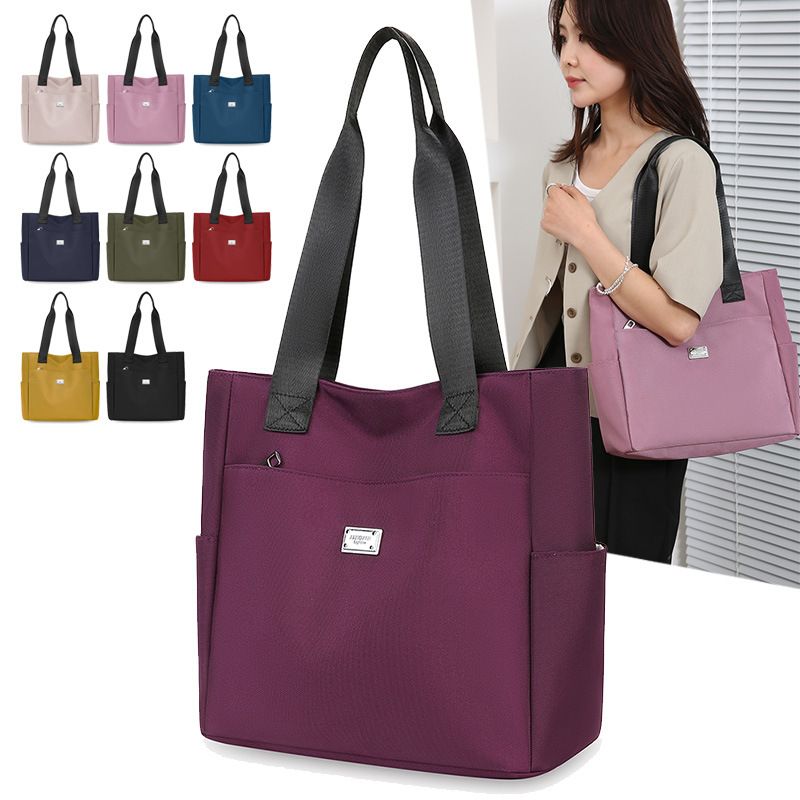 2024 New Mom Bag Women's Bag Nylon Shoulder Bag Fashion Large Capacity Handbag Oxford Cloth Tote Bag Wholesale black AS PICTURE