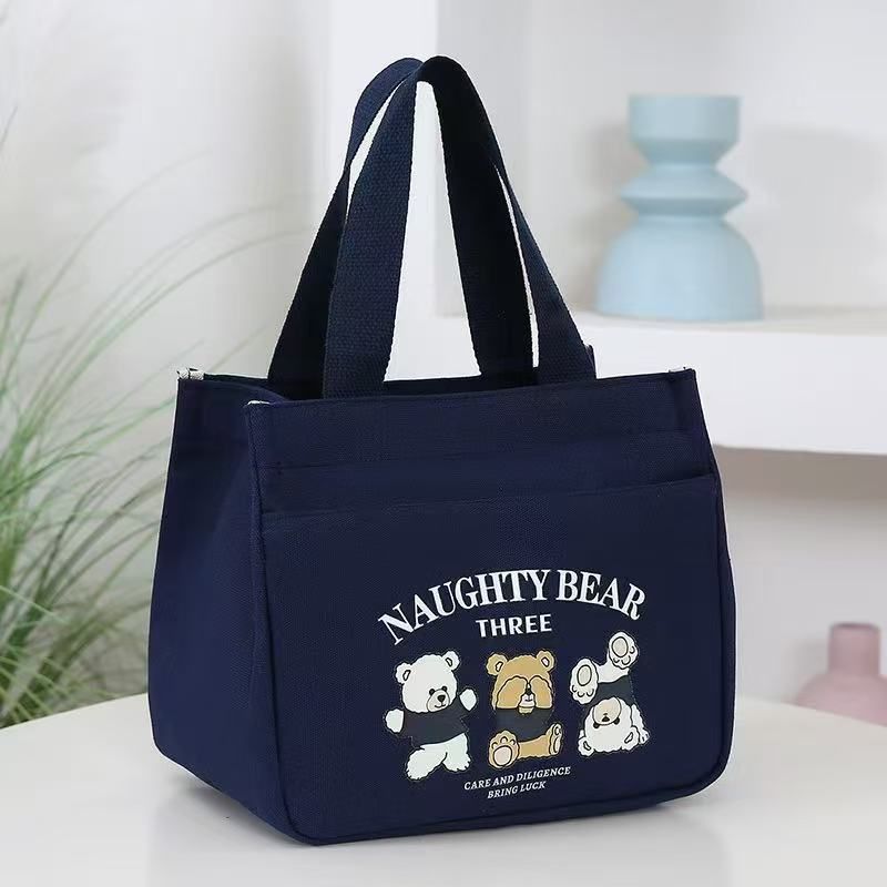 New Cartoon Japanese Cute Canvas Bag, Women's Treasure Mom Goes Out Handbag, Bento Box, Office Worker, Handbag, Women's Wholesale white AS PICTURE
