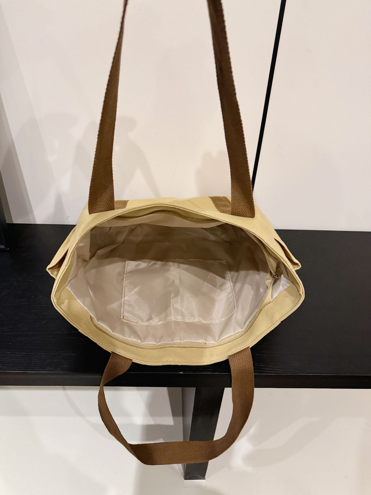 Canvas women's bag 2025 new handbag shoulder bag college versatile handbag large capacity commuting tote bag Style_1 Large beige style (without lining)