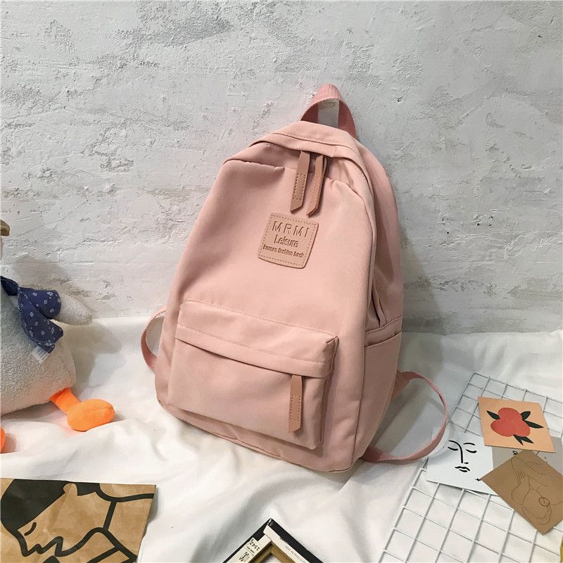 Cross border nylon backpack for men, Korean version for junior high school students, backpack for women, large capacity outdoor backpack for high school students burgundy AS PICTURE