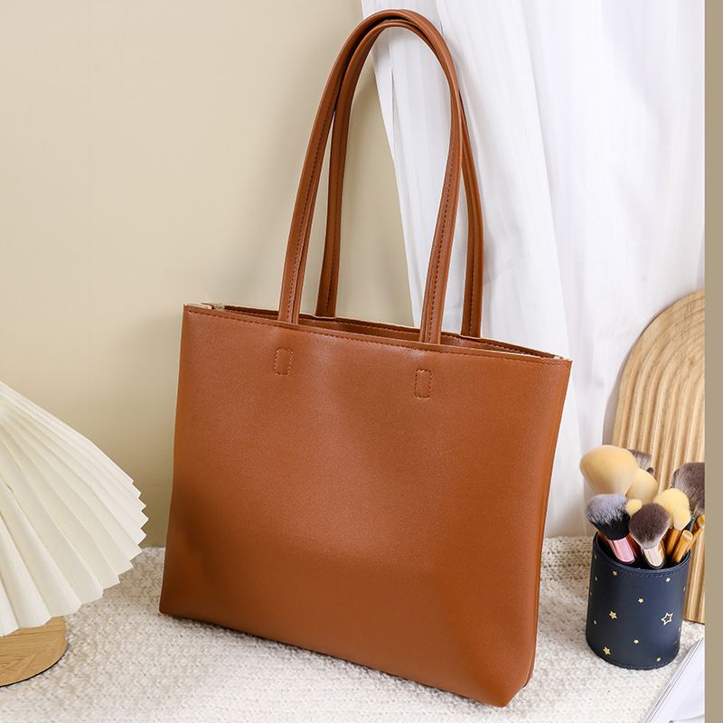 A dropshipping tote bag for women, large capacity, simple large bag, commuting bag, handbag, women's bag, casual versatile shoulder bag brown Customized contact customer service