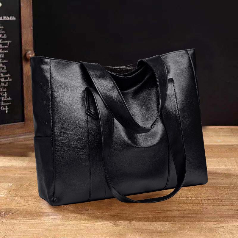 Large capacity tote bag for women 2025 new style trendy, high-end, stylish, versatile commuting handbag, single shoulder bag black AS PICTURE