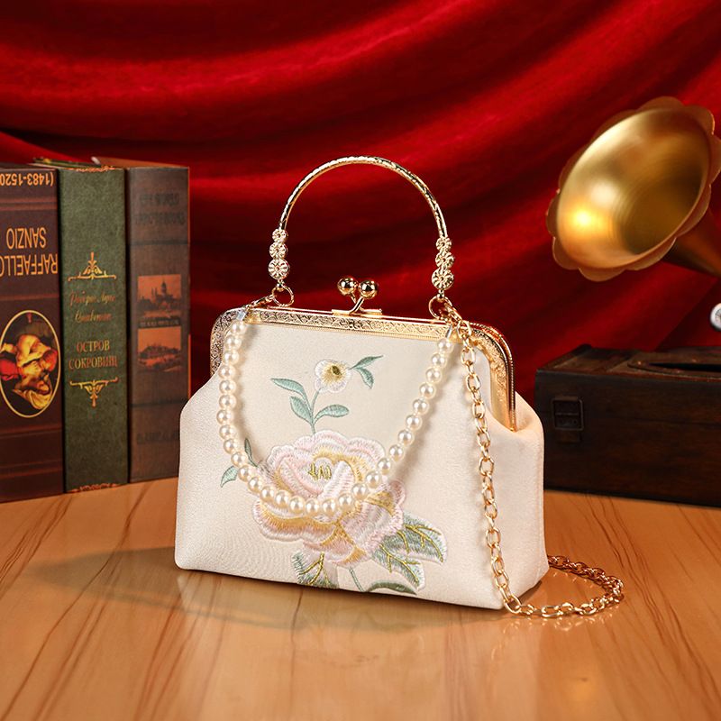 New banquet bag with flower embroidery qipao bag, cross-border hot selling luxury chain small bag, foreign trade evening dress bag, women's bag Style_1 AS PICTURE