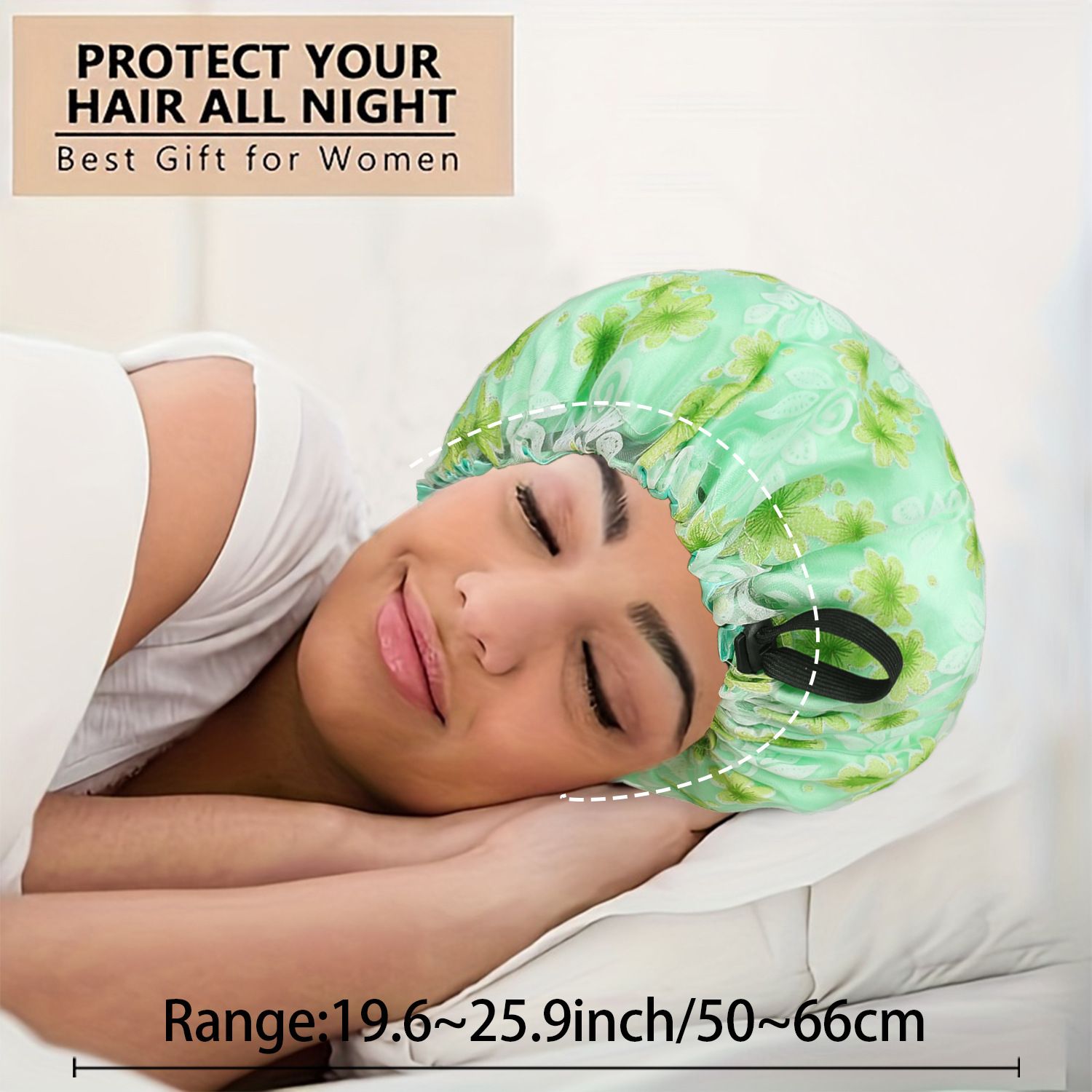 Cross border new double-layer mesh color Ding sleeping cap with adjustable button cover, factory direct sales for women's bonnet green adjustable