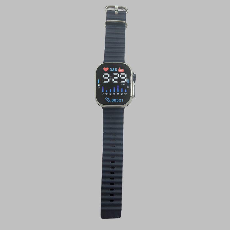 New Fashion Korean Edition LED Electronic Watch Cool Square Digital Week Outdoor Sports Student Watch white AS PICTURE