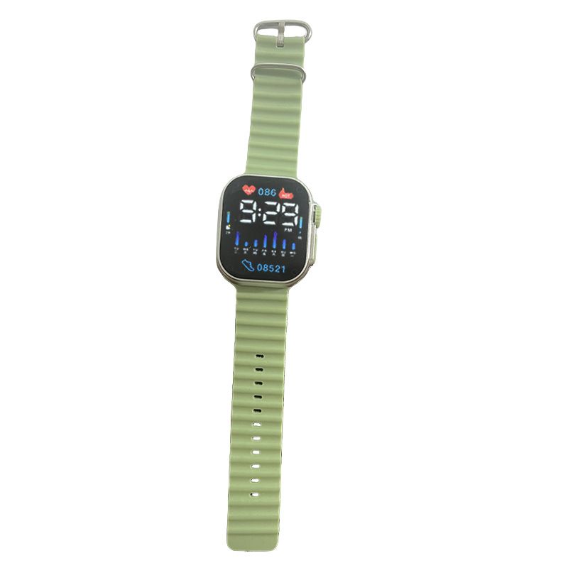 New Fashion Korean Edition LED Electronic Watch Cool Square Digital Week Outdoor Sports Student Watch white AS PICTURE