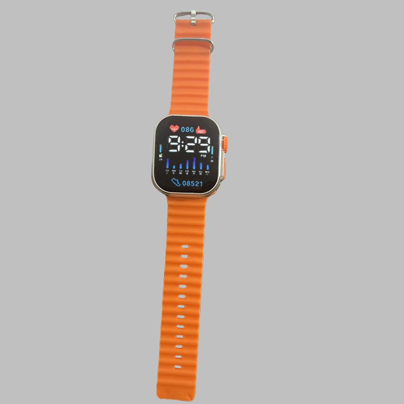 New Fashion Korean Edition LED Electronic Watch Cool Square Digital Week Outdoor Sports Student Watch white AS PICTURE