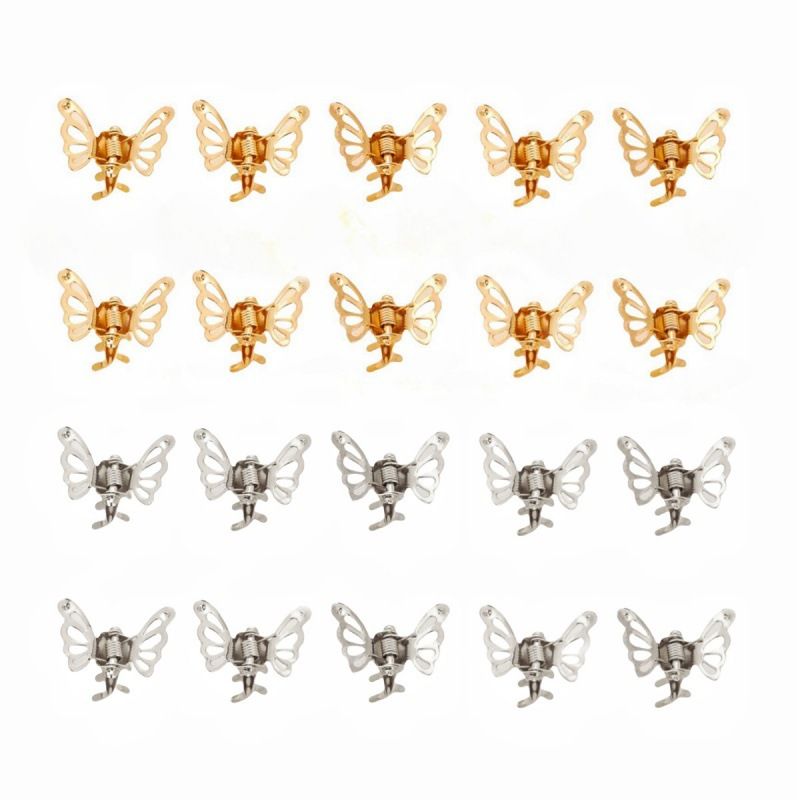 Amazon's popular metal butterfly mini clip, cute girl with bangs, broken hair, side clip, versatile hair accessory Style_1 10 golden ones