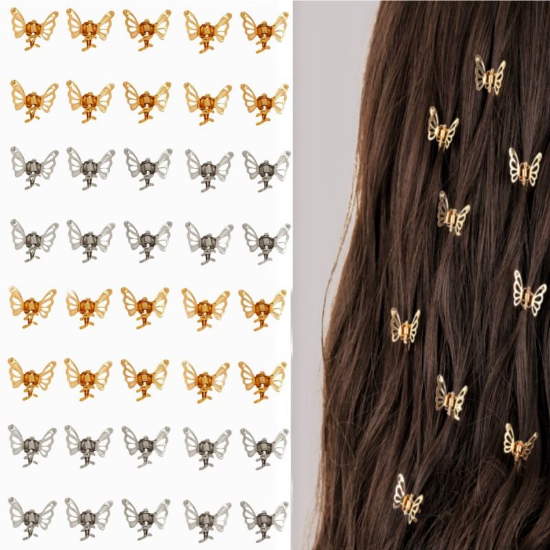 Amazon's popular metal butterfly mini clip, cute girl with bangs, broken hair, side clip, versatile hair accessory Style_1 10 golden ones