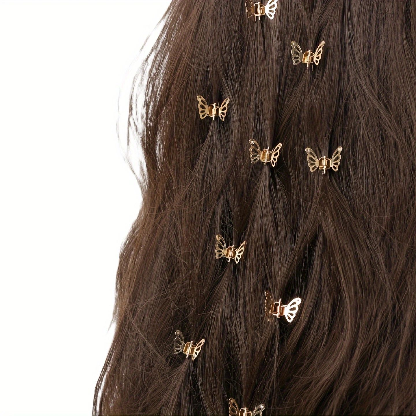 Amazon's popular metal butterfly mini clip, cute girl with bangs, broken hair, side clip, versatile hair accessory Style_1 10 golden ones
