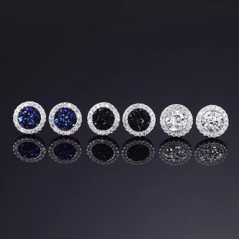 Crystal cluster sparkling magnetic ear clip for men, trendy, light, luxurious, high-end, cool and elegant style, earrings without ear holes, painless earrings Style_1 AS PICTURE