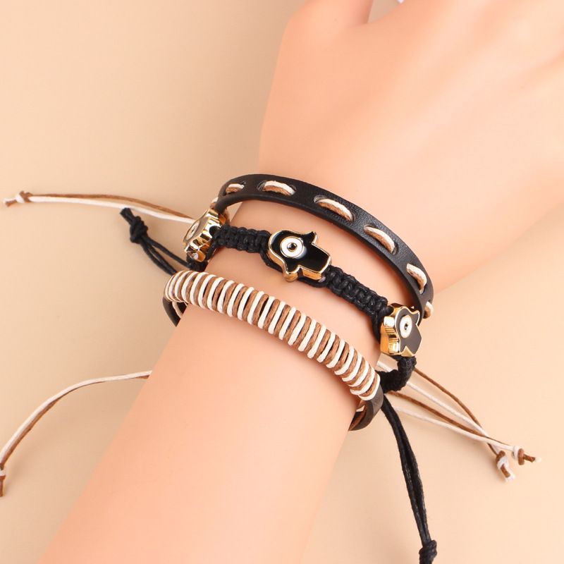 Cross border multi-layer layered eye bracelet hand woven creative set bracelet for Europe and America, wholesale from foreign trade jewelry manufacturers Style_1 AS PICTURE