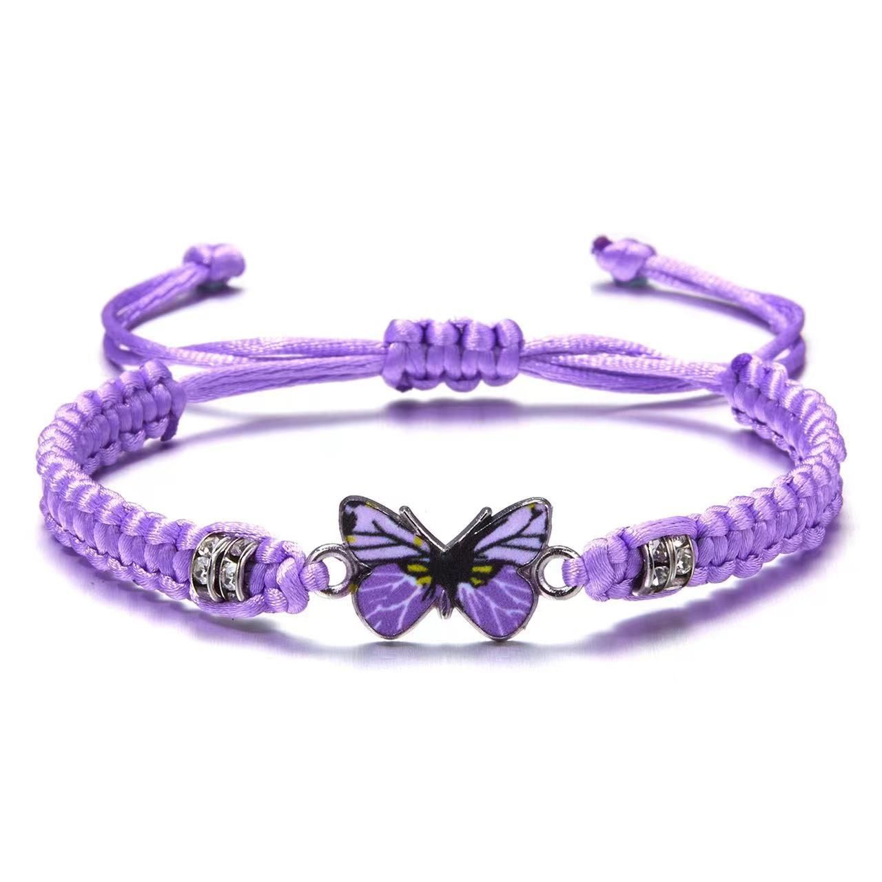 New Cross border Hot selling Handmade Weaving Couple Butterfly Bracelet Hand Rope Male and Female Girlfriend Birthday Accessories black AS PICTURE