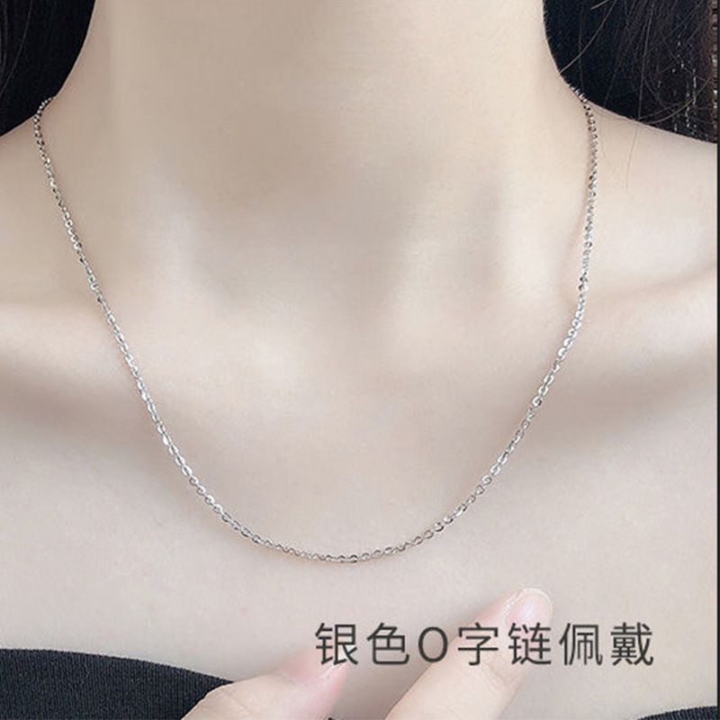 Full body pure silver S925 universal chain O-shaped box chain electroplated white gold 18K gold rose gold cross chain silver necklace Style_1 925 silver