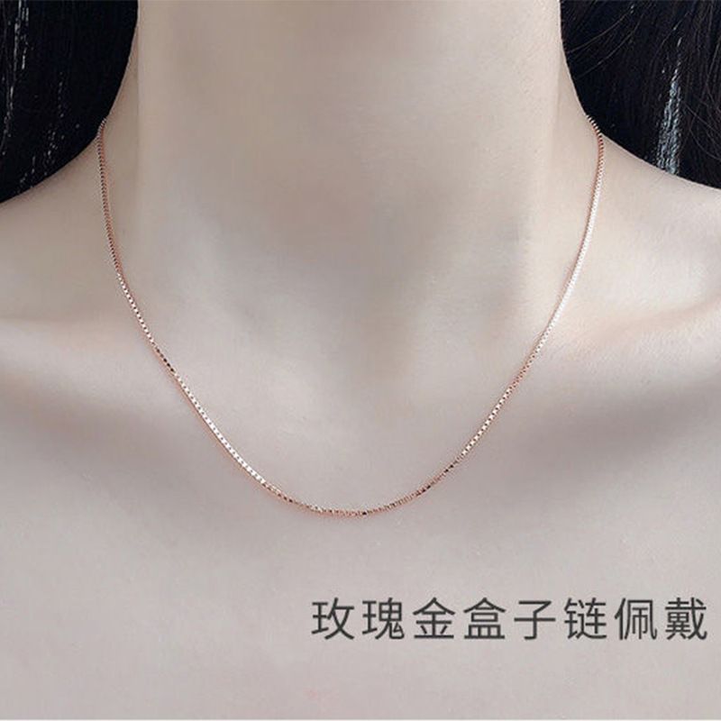 Full body pure silver S925 universal chain O-shaped box chain electroplated white gold 18K gold rose gold cross chain silver necklace Style_1 925 silver