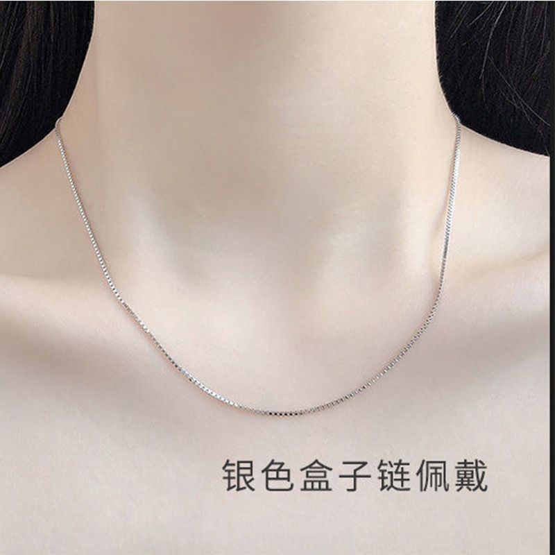 Full body pure silver S925 universal chain O-shaped box chain electroplated white gold 18K gold rose gold cross chain silver necklace Style_1 925 silver
