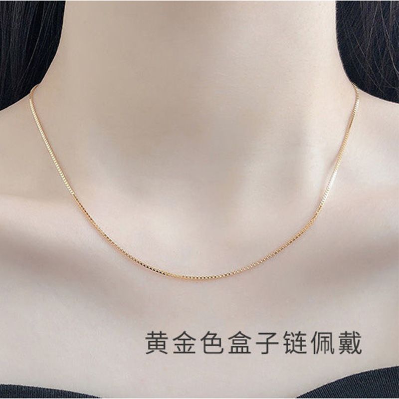 Full body pure silver S925 universal chain O-shaped box chain electroplated white gold 18K gold rose gold cross chain silver necklace Style_1 925 silver