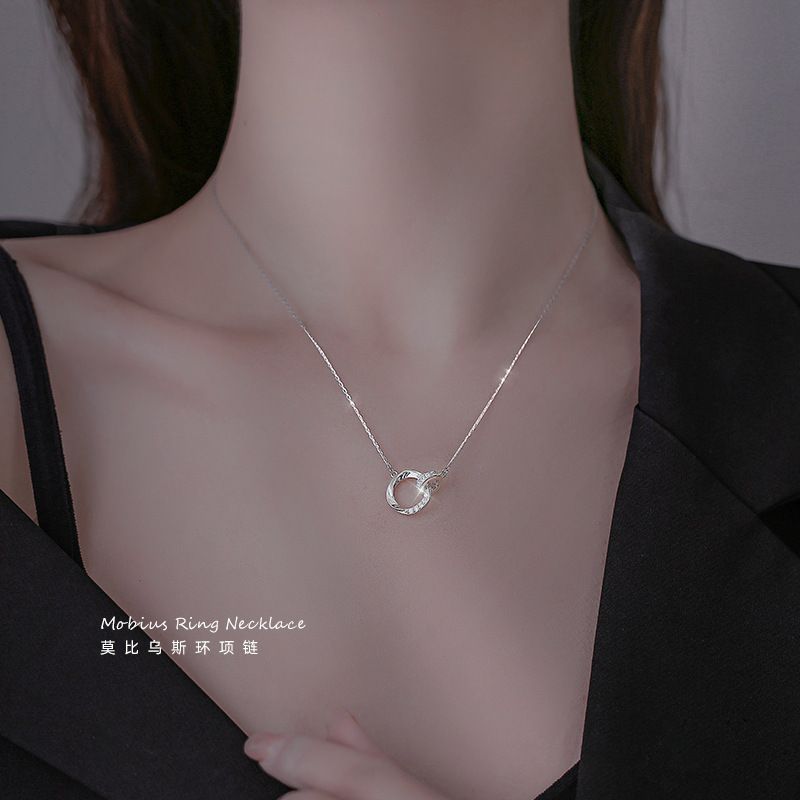 2022 new Shamobius ring necklace for women S925 pure silver collarbone chain, light luxury, niche high-end design sense platinum blonde 925 silver