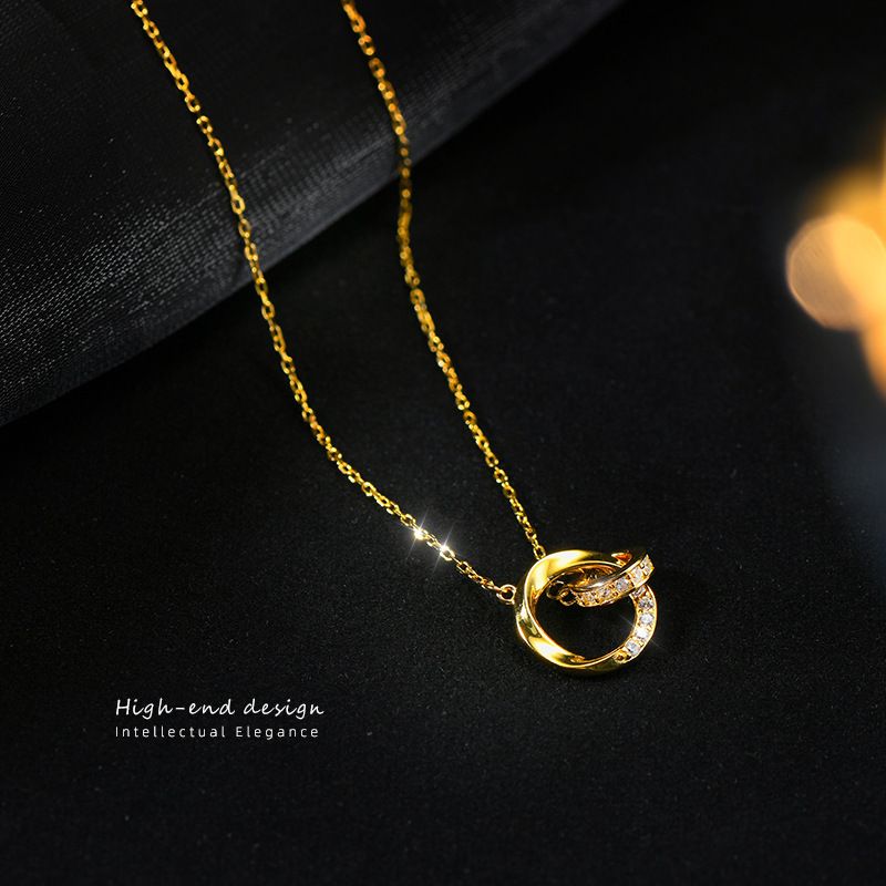 2022 new Shamobius ring necklace for women S925 pure silver collarbone chain, light luxury, niche high-end design sense platinum blonde 925 silver