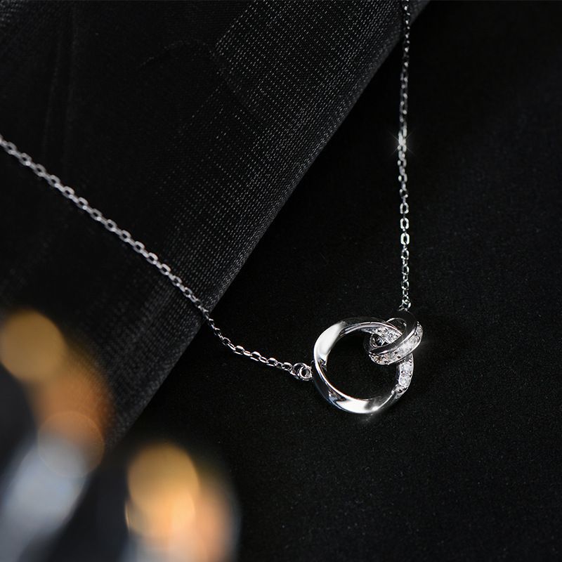 2022 new Shamobius ring necklace for women S925 pure silver collarbone chain, light luxury, niche high-end design sense platinum blonde 925 silver