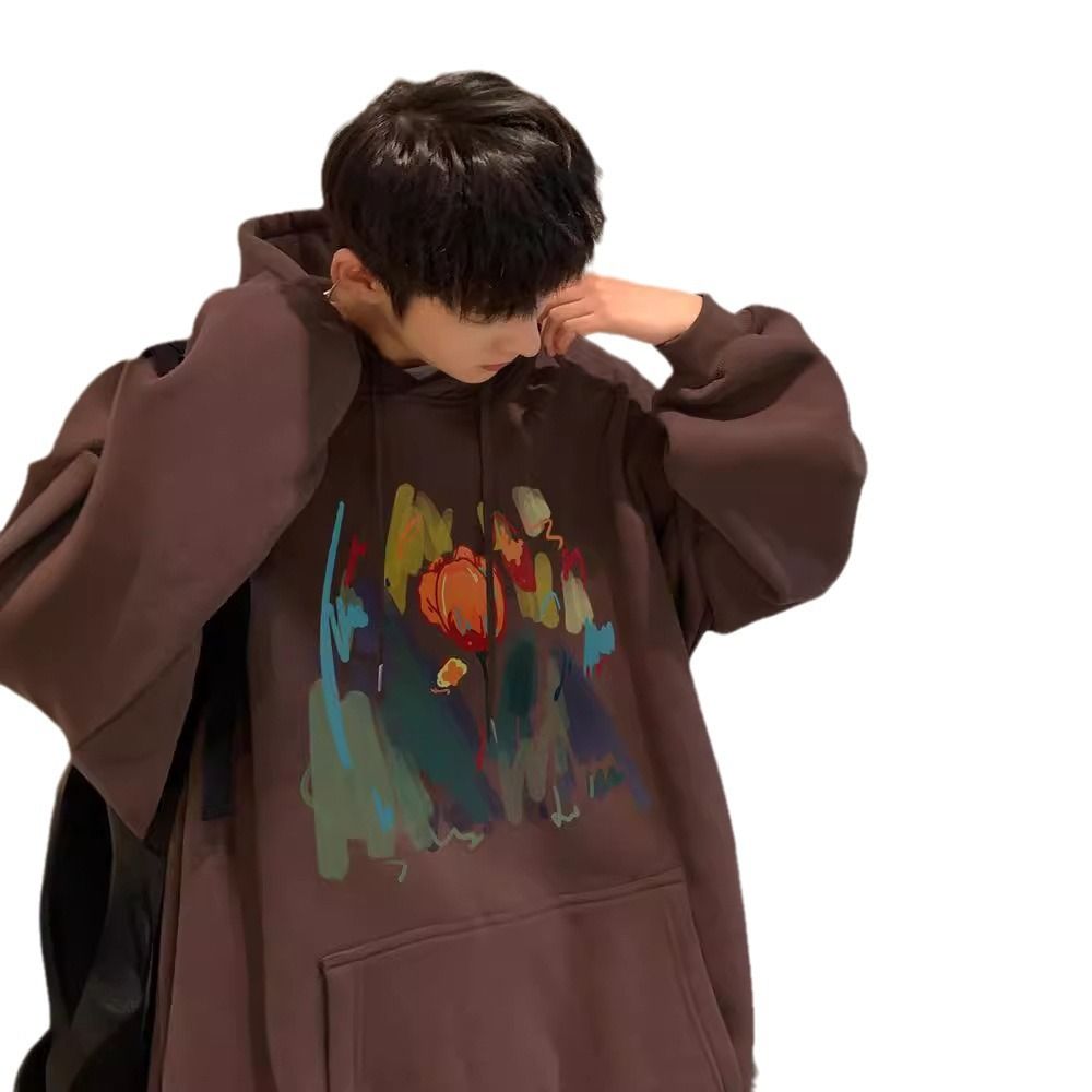 Fashionable versatile niche hoodie men's spring and autumn fashion brand high weight double-layer hooded sweatshirt oversized couple jacket