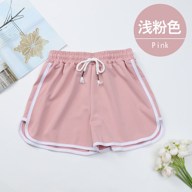 2*Sets Sports shorts for women's summer casual loose straight leg pants for wearing outside, high waist slimming and anti glare three part yoga style hot pants