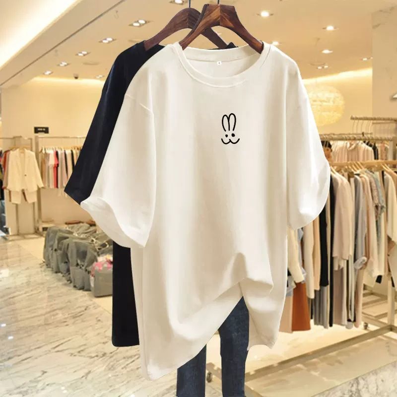 Wine Red Loose Texture Short-sleeved T-shirt Women's Mid-length 2024 Spring and Summer New European Large Edition Pure Cotton Unique Top Black S