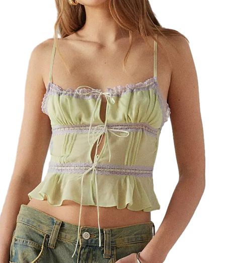 Cross border European and American women's clothing 2024 spring and summer new product sexy spicy girl Y2K strap BM suspender contrasting pure chiffon shirt Style_1 S