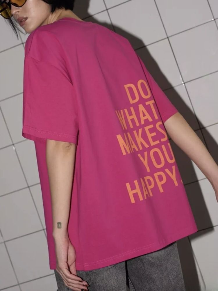 European and American Foreign Trade Cross-border Amazon Short-sleeved T-shirt Women's Loose Mid-length Letter Printed Top Pure Cotton Base Shirt Rose Red S