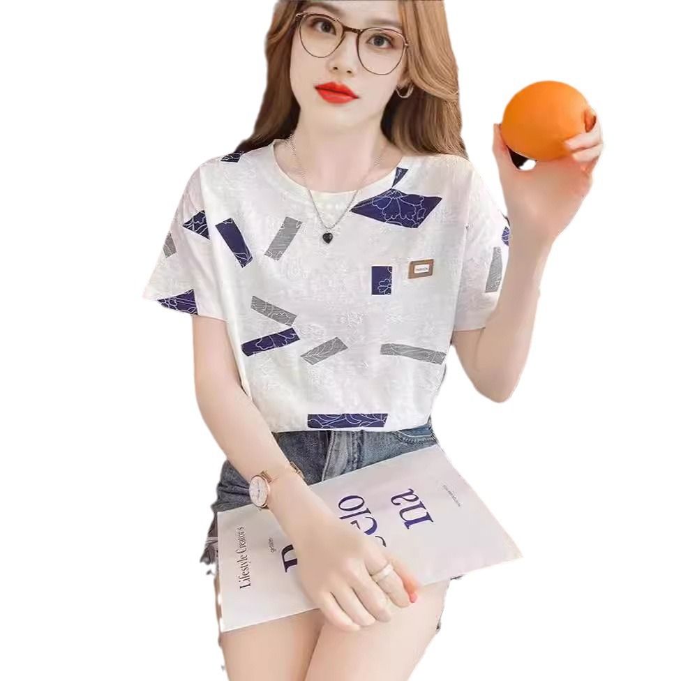 Short sleeved t-shirt women's white half sleeved t-shirt summer outfit 2025 new Korean version loose women's summer top white S