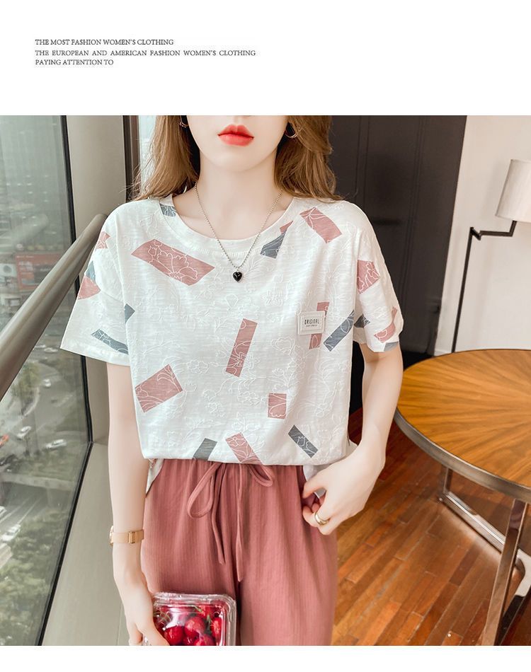 Short sleeved t-shirt women's white half sleeved t-shirt summer outfit 2025 new Korean version loose women's summer top white S