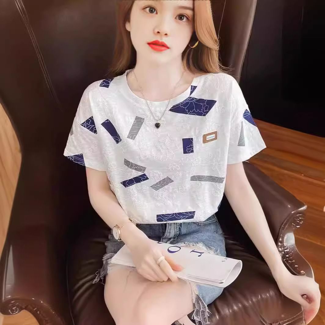 Short sleeved t-shirt women's white half sleeved t-shirt summer outfit 2025 new Korean version loose women's summer top white S