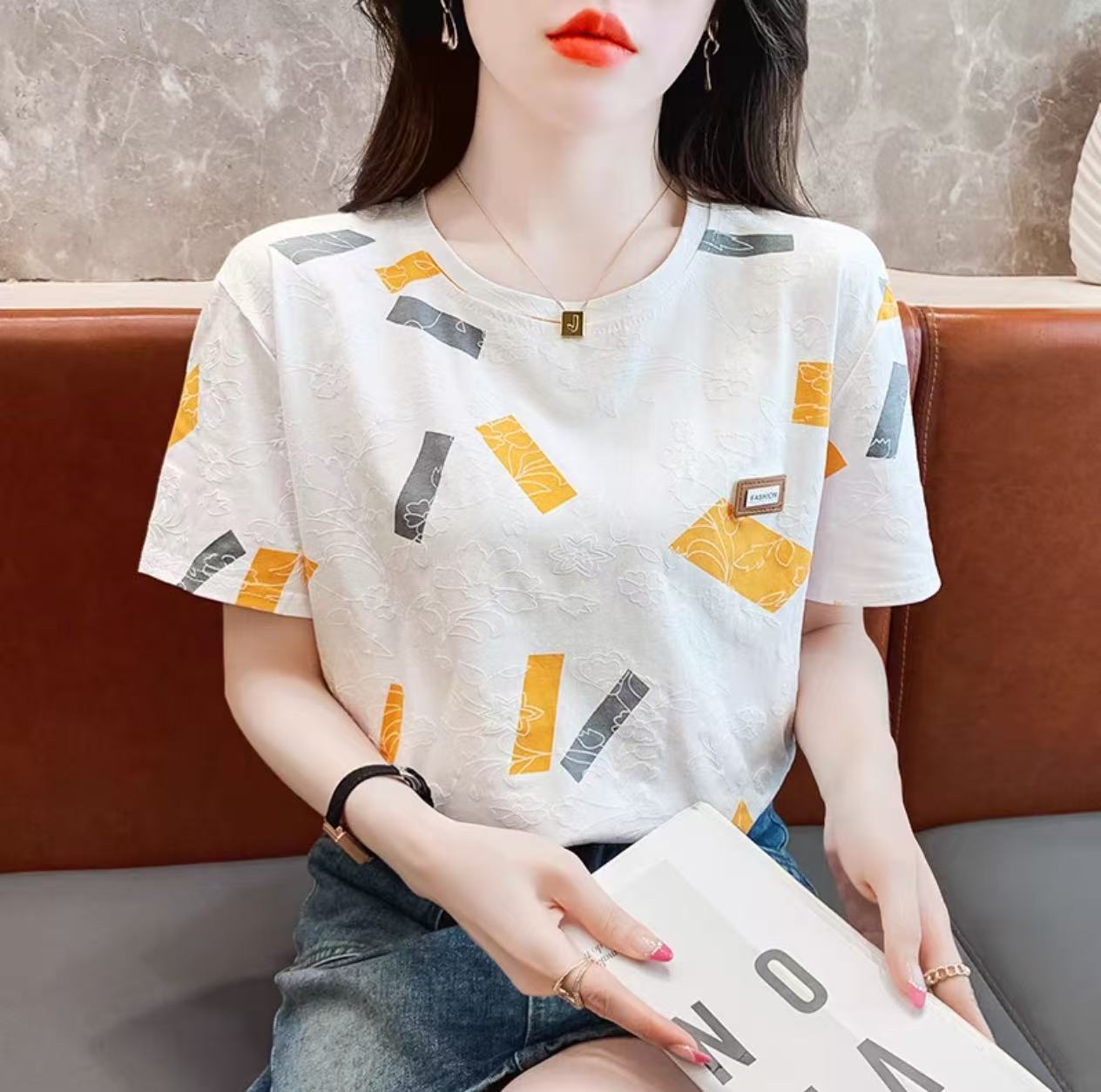 Short sleeved t-shirt women's white half sleeved t-shirt summer outfit 2025 new Korean version loose women's summer top white S