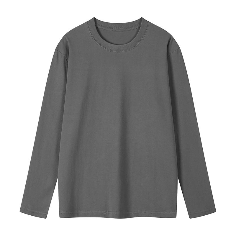 White long sleeved T-shirt for women in early spring, simple and loose, made of pure cotton as the base, layered for spring and autumn, with a solid color T-shirt as the inner layer black M