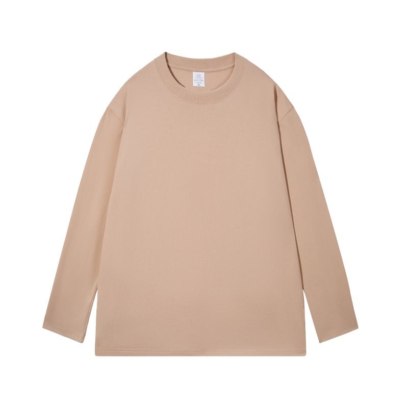 2024 Xinjiang cotton heavyweight pure cotton long sleeved T-shirt for men, autumn and winter pure white round neck base shirt, basic T-shirt for women black Suggestion S (80-100 pounds)