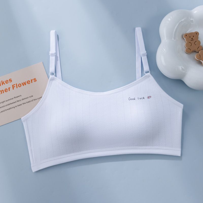 Fixed cup student, girl's development period vest underwear, junior high school student, girl 12-16 years old girl bra, high school student white L size (60-85 pounds)
