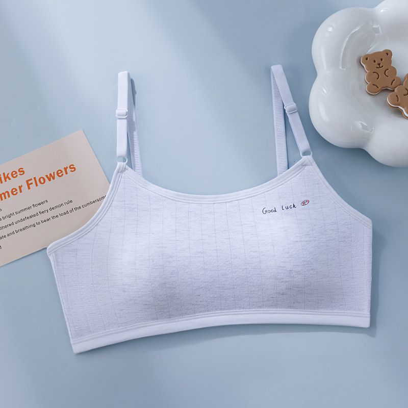 Fixed cup student, girl's development period vest underwear, junior high school student, girl 12-16 years old girl bra, high school student white L size (60-85 pounds)