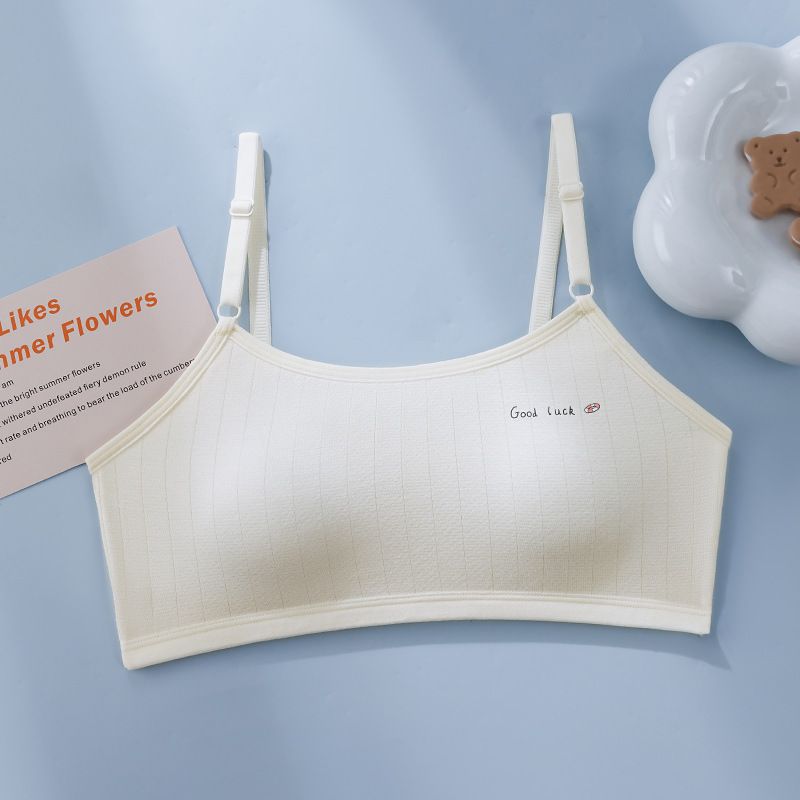 Fixed cup student, girl's development period vest underwear, junior high school student, girl 12-16 years old girl bra, high school student white L size (60-85 pounds)
