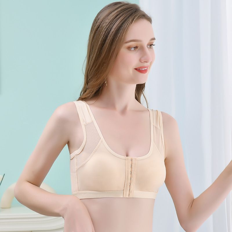 Manufacturer's new cross-border front buckle shock-absorbing sports bra without steel ring, adjustable bra for yoga and sports, breathable for foreign trade black M