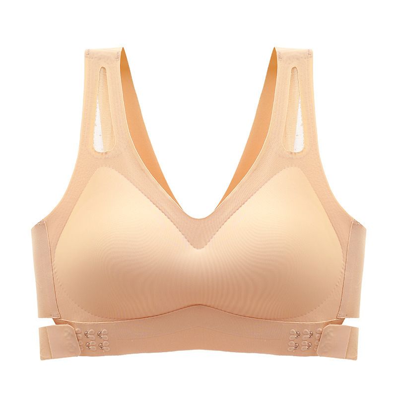 No trace, no steel ring bra gathered, beautiful back, ultra-thin ice silk front buckle, sports yoga bra, anti sagging bra for girls Style_1 M [80-100 pounds]
